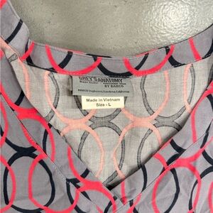 Grey's Anatomy Pink and Black Circle Pattern Scrub Top